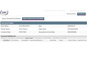 PSI Testing Check-In Dashboard